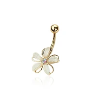 White Sparkle Orchid Navel Barbell 14g