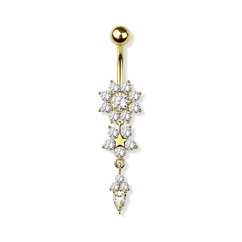 Enchanted Flora Crystal Navel Dangle 14g