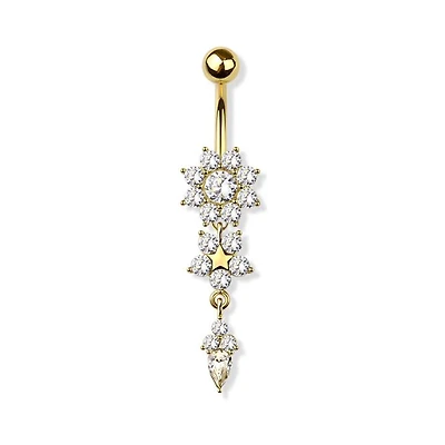 Enchanted Flora Crystal Navel Dangle 14g