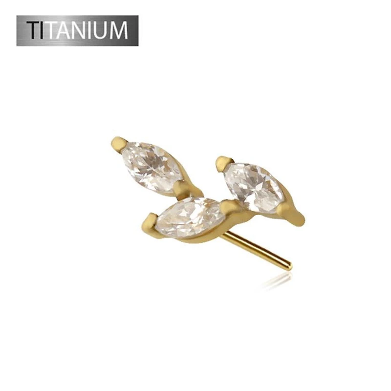 Premium G23 Titanium Three Leaves Luxe Threadless Top