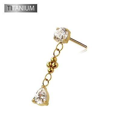 Premium G23 Titanium Claw-Set Teardrop Dangle Threadless Top