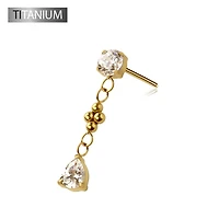 Premium G23 Titanium Claw-Set Teardrop Dangle Threadless Top