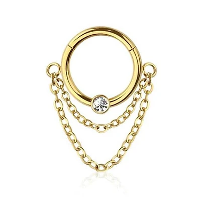 Premium Double Chain + Jewel Segment Ring 16g