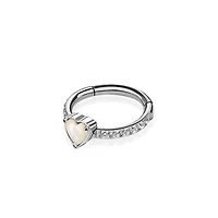 Premium Heart Pearl Crystal Segment Ring 16g