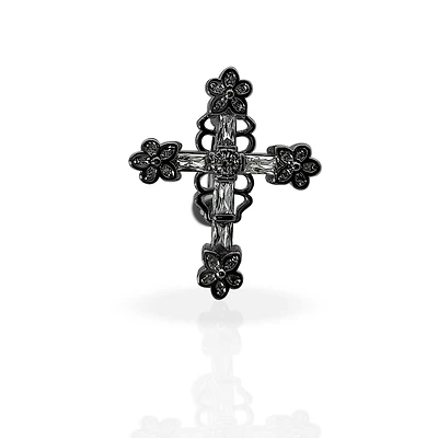 Sparkling Cross Flower Inverted Navel Barbell 14g