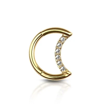 Premium Crescent Moon Crystal Segment Ring 16g