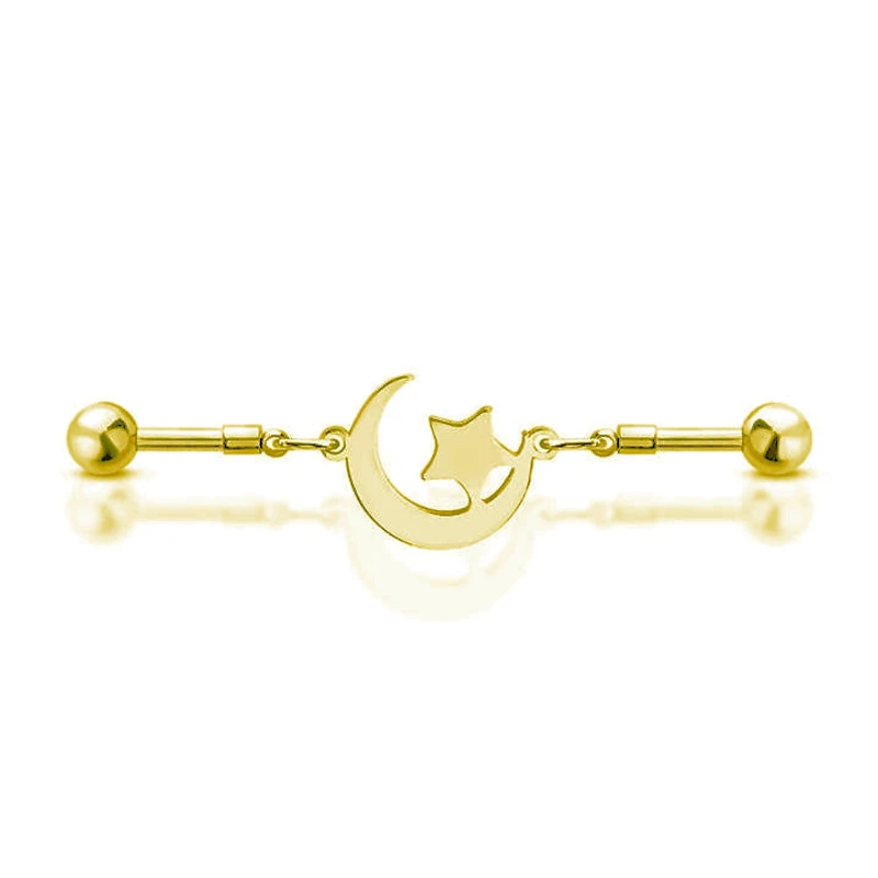 Premium Moon and Start Industrial Barbell 14g