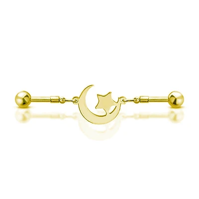 Premium Moon and Start Industrial Barbell 14g
