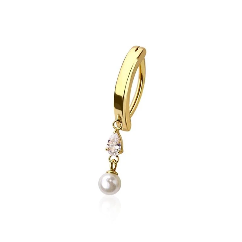 Claw-Set Marquise Crystal Pearl Dangle Clicker 14g