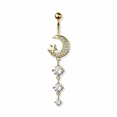 Moonlit Cascade Crystal Navel Dangle 14g