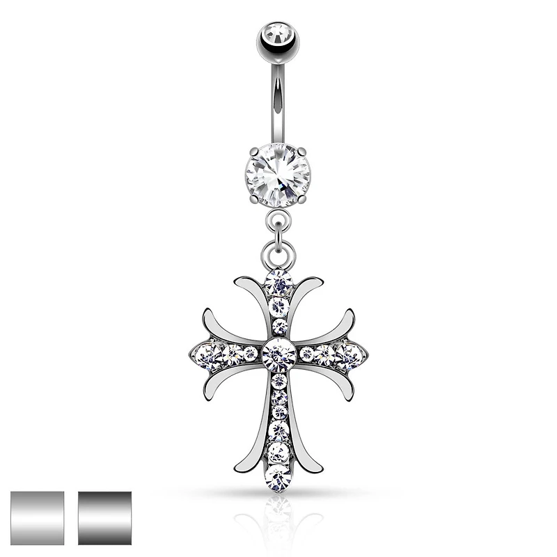Claw-Set Sparkle Cross Navel Dangle 14g