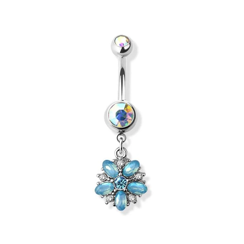 Jeweled Blossom Crystal Navel Dangle 14g