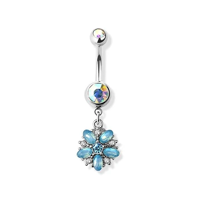 Jeweled Blossom Crystal Navel Dangle 14g