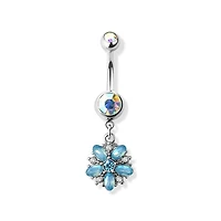 Jeweled Blossom Crystal Navel Dangle 14g