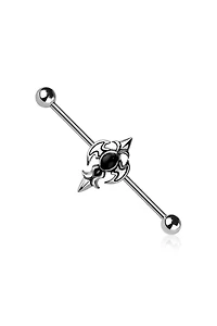 Gothic Cross Fancy Industrial Barbell 14g