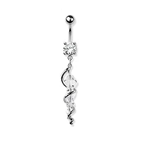 Sparkle Spiral Navel Dangle 14g