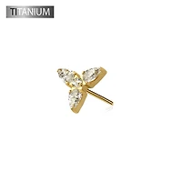 Premium G23 Titanium Flower Crystal Center Threadless Top