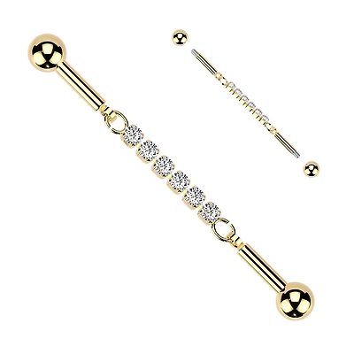 Crystal Cascade Chain Industrial Barbell 14g