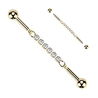 Crystal Cascade Chain Industrial Barbell 14g