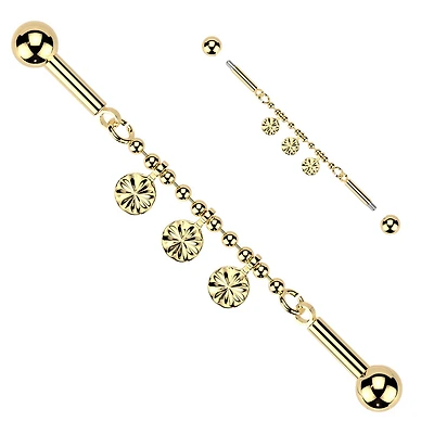 Dangling Daisies Chain Industrial Barbell 14g