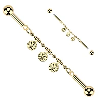 Dangling Daisies Chain Industrial Barbell 14g