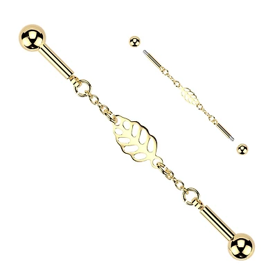 Whispering Leaf Chain Industrial Barbell 14g