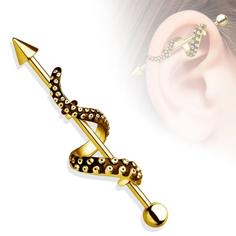 PREMIUM Coiled Tentacle Industrial Barbell 14g