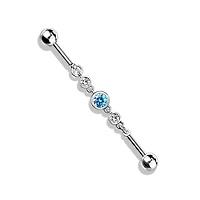 PREMIUM Bezel-set Crystal Chain Industrial Barbell 14g