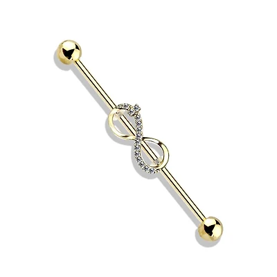 Crystal Infinity Sign Fancy Industrial Barbell 14g