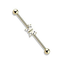Crystal Butterfly Fancy Industrial Barbell 14g