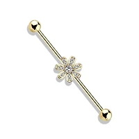 Crystal Daisy Fancy Industrial Barbell 14g