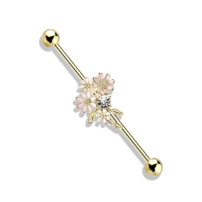 PREMIUM Flower Bunch Industrial Barbell 14g