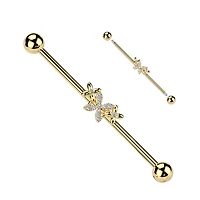 3 Four-Leaf Petal Flower Fancy Industrial Barbell 14g