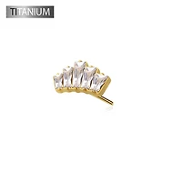 Premium G23 Titanium Luxe Baguette Crystal Threadless Top