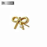 Premium G23 Titanium Luxe Bow + Crystal Threadless Top