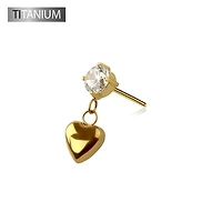 Premium G23 Titanium Heart Claw-Set Dangle Threadless Top