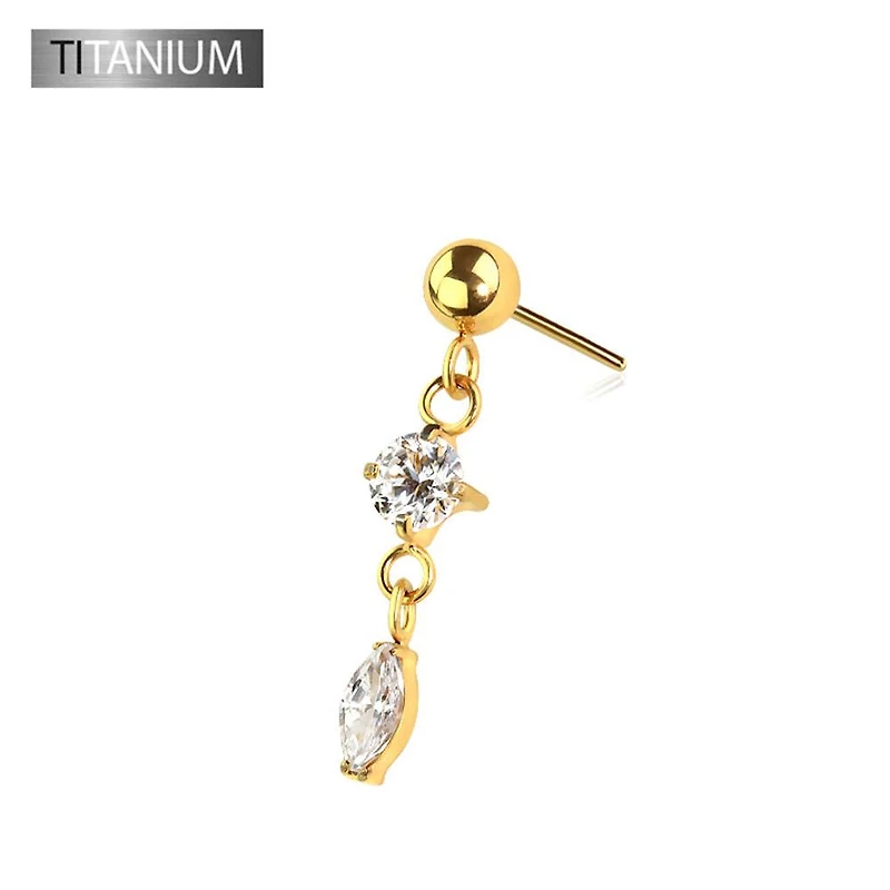 Premium G23 Titanium Claw-Set Circle + Marquise Dangle Threadless Top