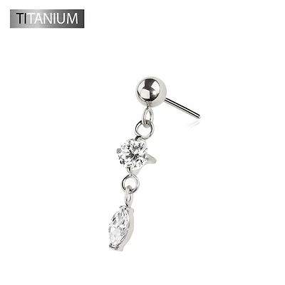 Premium G23 Titanium Claw-Set Circle + Marquise Dangle Threadless Top