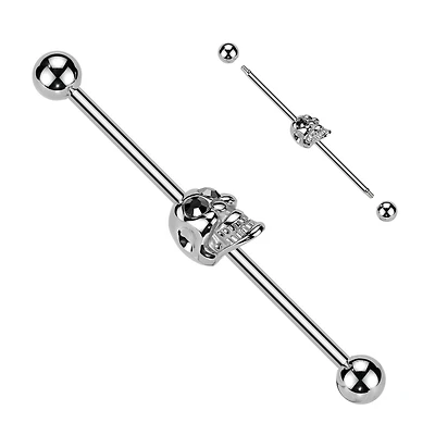 Ruby Eyed Skull Industrial Barbell 14g