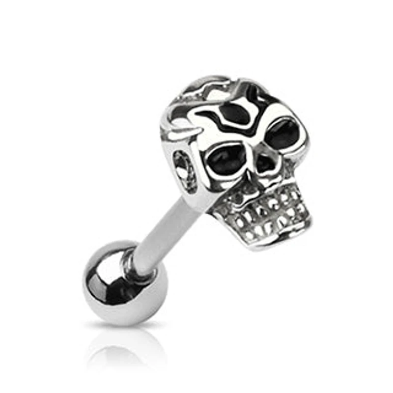 Premium Death Skull Tongue Barbell 14g