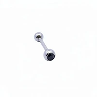 Premium Surgical Steel Bezel-Set Crystal Tongue Barbell 14g