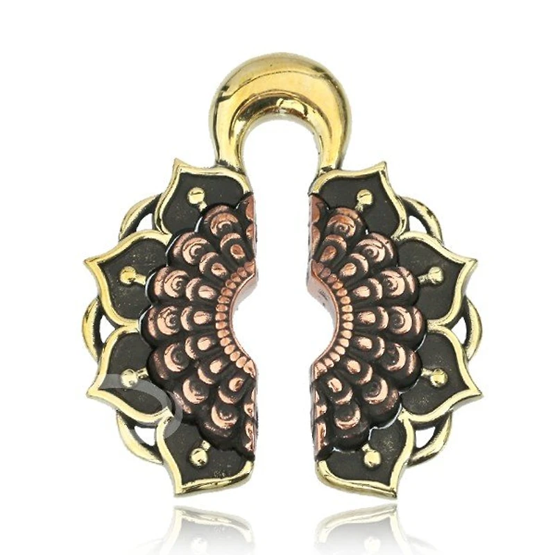 Brass and Copper Mandala Ear Weights 18mm