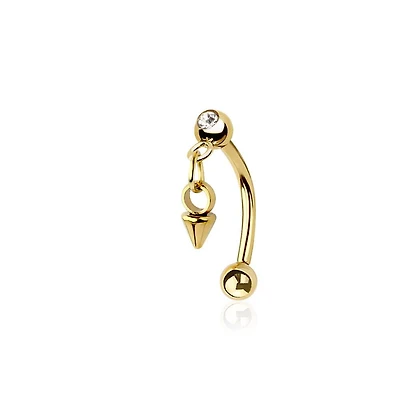 Spike Dangle Crystal Curved Barbell 16g