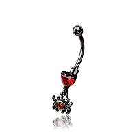 Red Heart + Spider Dangle Curved Barbell 16g