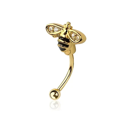 Crystal Bumble Bee Curved Barbell 16g