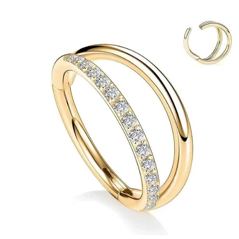 Premium Crystal Edge Layered Segment Ring 16g