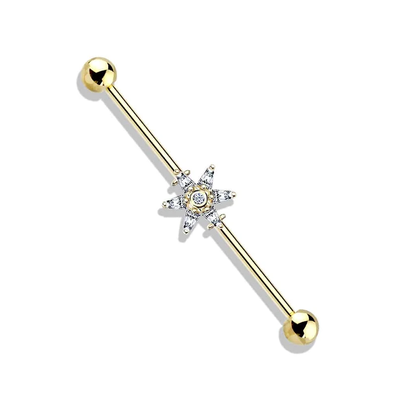 Premium Crystal Sun Industrial Barbell 14g