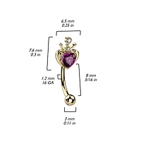 PREMIUM Crowned Heart Curved Barbell 16g