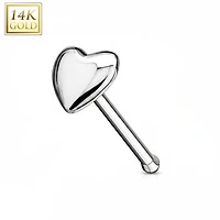 14K Gold Heart Nose Bone 20g