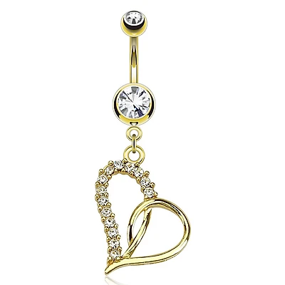 Jewel Edge Heart Navel Dangle 14g